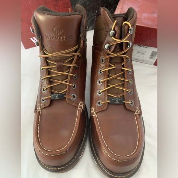 Men's Boots- Wolverine Work Leather Boots - Picture 5 of 5